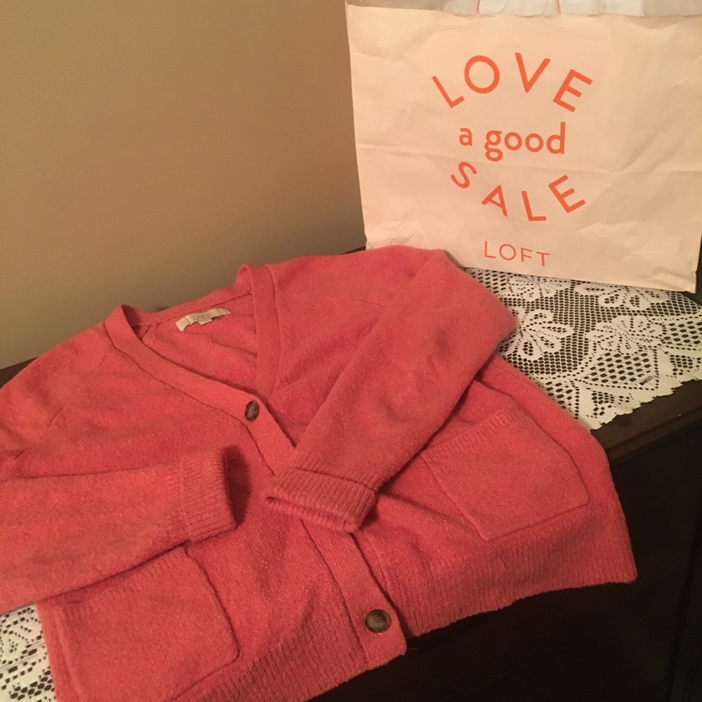 Ann Taylor Loft three button salmon cardigan!